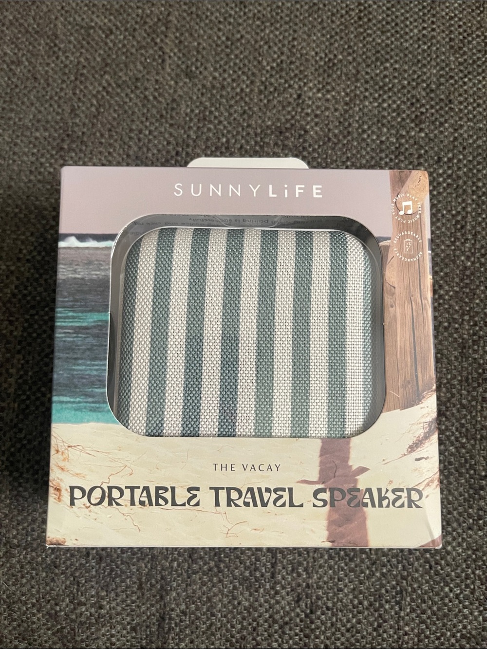 Sunnylife Portable Travel Speaker - Blue & White Stripes